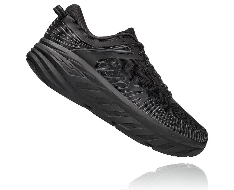 Hoka One One Mens Running Shoes - Bondi 7 - Black - YLBE49768